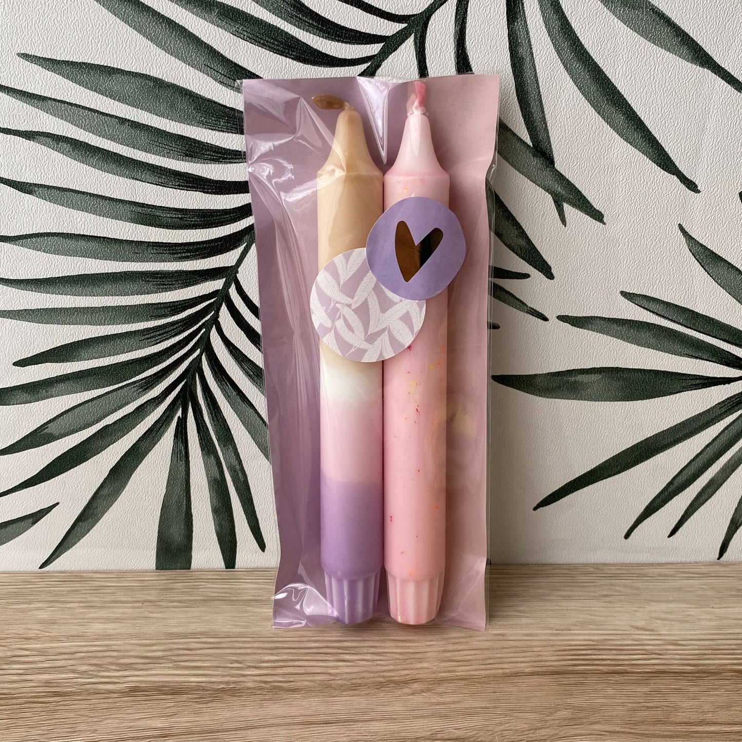 Cadeauset kaarsen - roze lila