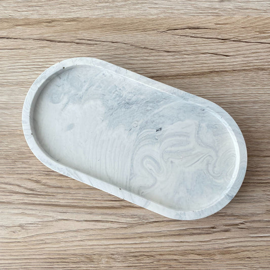 Ovale schaal - Marmer wit