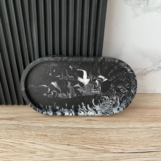 Ovale schaal - Marmer zwart