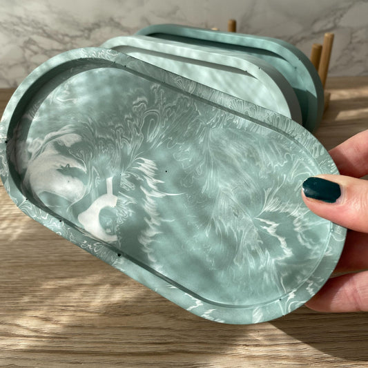 Ovale schaal - Marmer grijsgroen