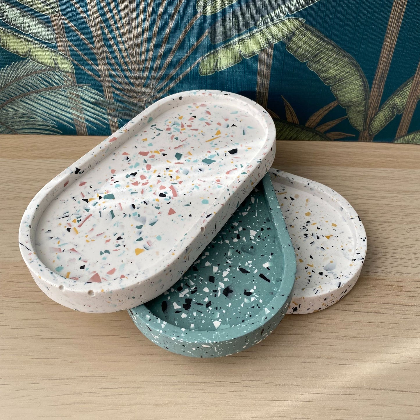 Ovale schaal - Terrazzo grijsgroen