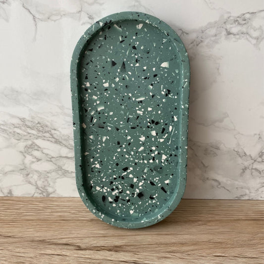 Ovale schaal - Terrazzo grijsgroen