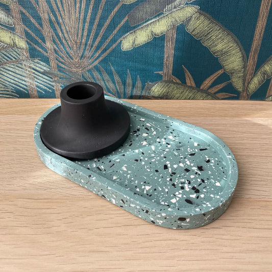 Ovale schaal - Terrazzo grijsgroen