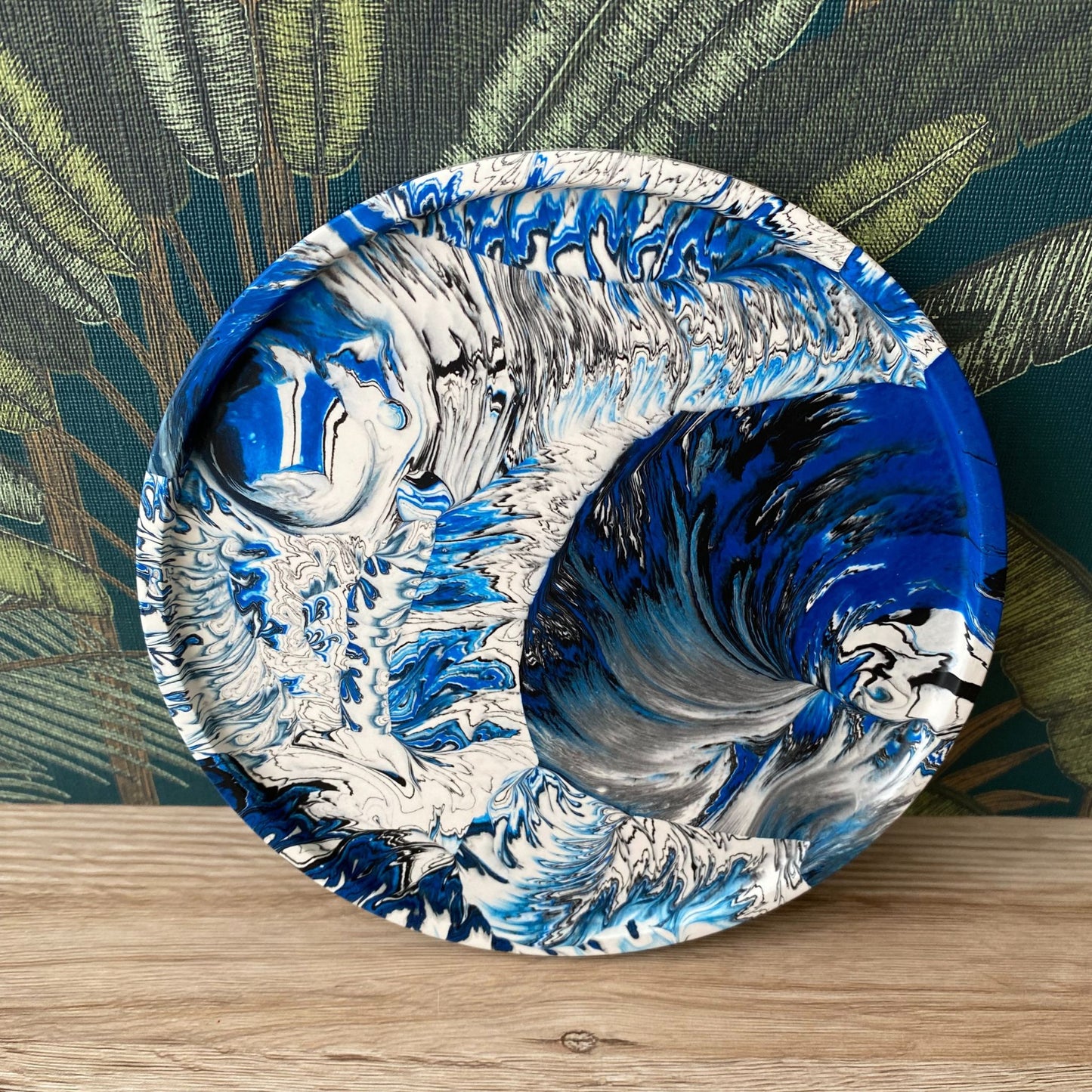 Ronde schaal klein - Marmer blauw