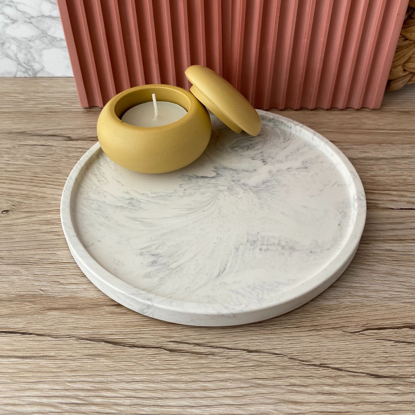 Ronde schaal klein - Marmer wit