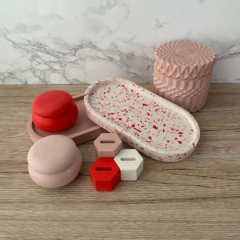 Sieradendoos met deksel - zachtroze