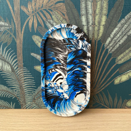 Ovale schaal - Marmer blauw