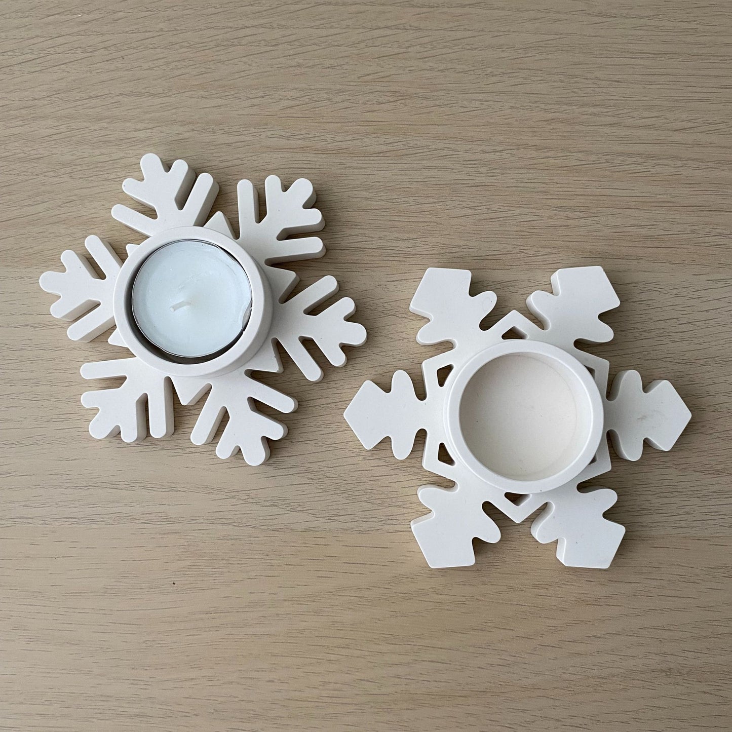 Sneeuwvlok waxinelichthouder - set van 2