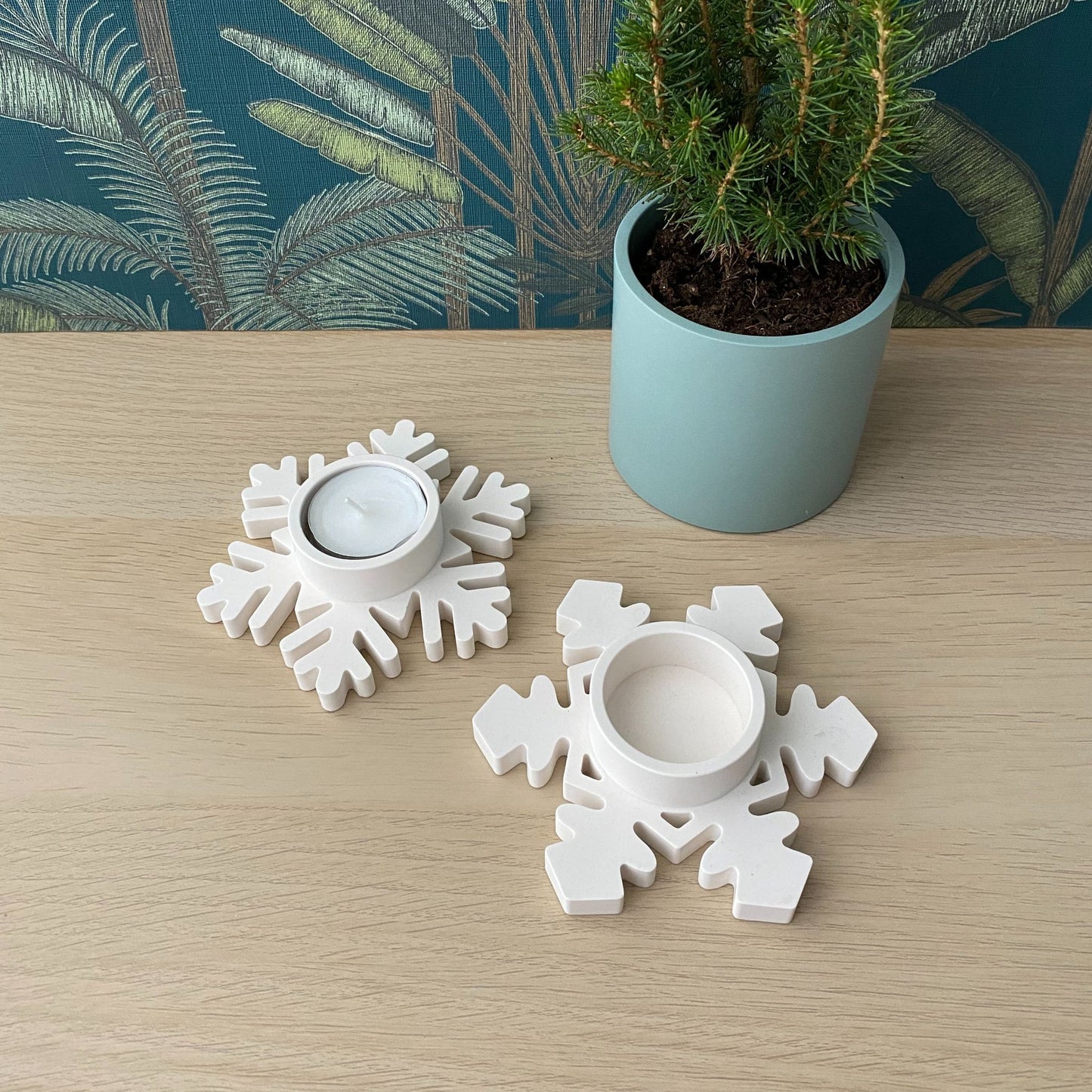 Sneeuwvlok waxinelichthouder - set van 2